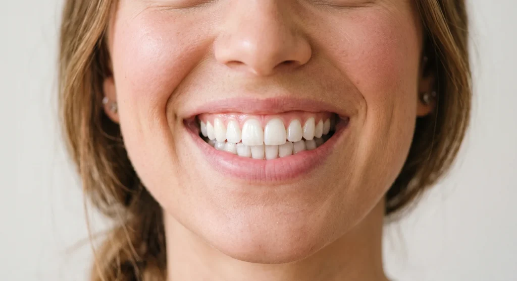 Sonrisa con dientes perfectamente alineados tras tratamiento de ortodoncia invisible en Barcelona